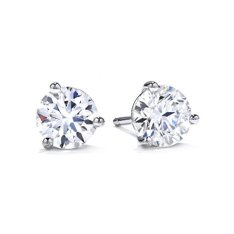 Silver Earrings With Gemstones-Hearts on Fire 18K White Gold Diamond Stud Earrings