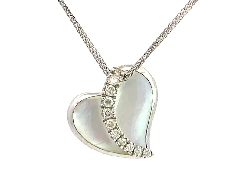 Handmade Necklaces For Women-Na Hoku Diamond Heart Necklace in 14k White Gold