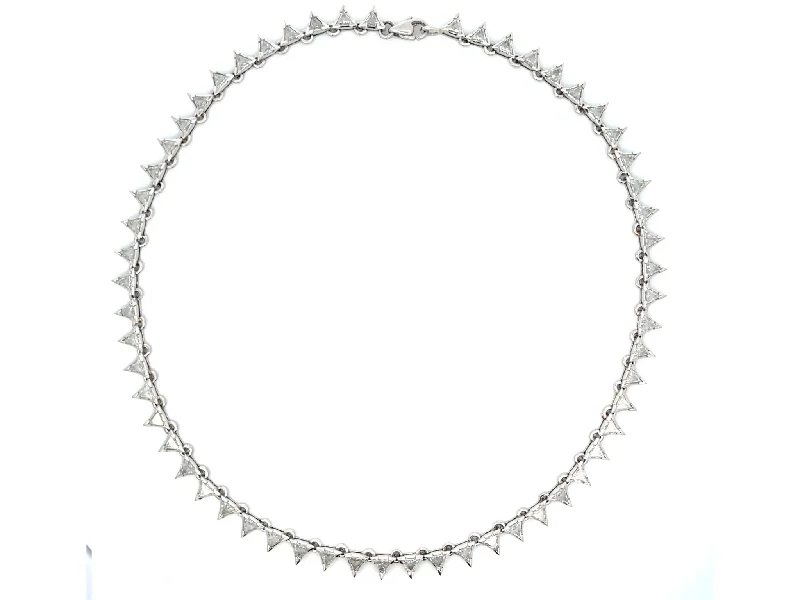 Trendy Resin Necklaces For Colorful Fashion-Trillion 9.72 ctw Diamond Choker Necklace In Platinum