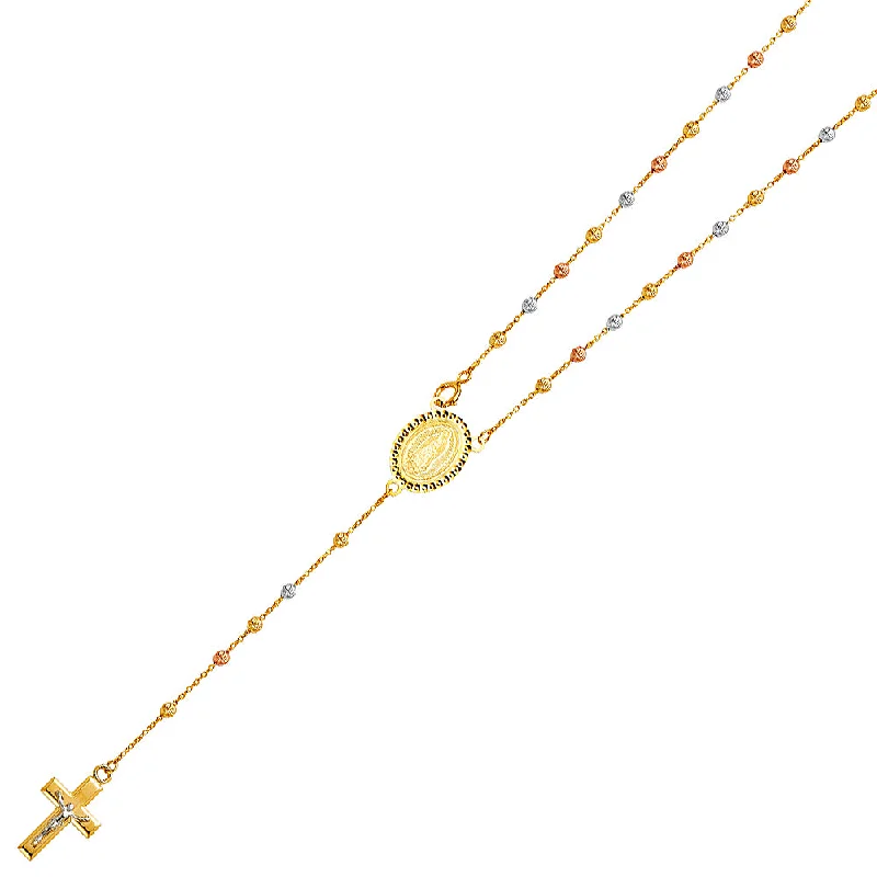 Statement Gold Chain Necklaces For Fashion Statements-14K MOON BALL ROSARY NECKLACE