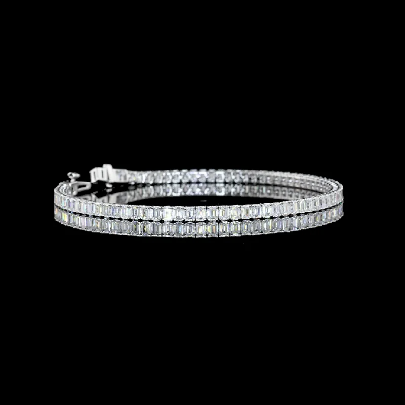 Bracelets For Eco-friendly Jewelry Lovers-14K White Gold Lab Grown Diamond Tennis Bracelet BC1051