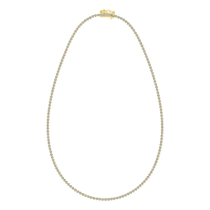 Long Necklaces For Evening Wear-10K Yellow Gold 3 1/3 Ct.Tw. Diamond Fashion Necklace (13 inches + 3 inches extender chain)