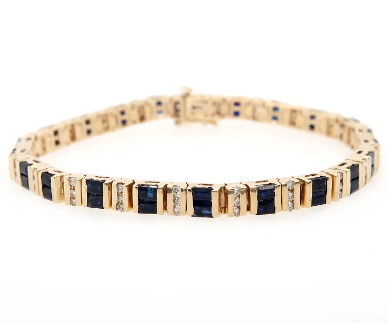 Bracelets For Special Occasions Gifts-4.25ctw Baguette Sapphires and 0.33ctw Diamond Bracelet in 14K