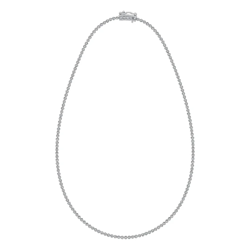 Birthstone Necklaces For Personalized Gifts-14K White Gold 4 1/6 Ct.Tw. Diamond Fashion Necklace (13 inches + 3 inches extender chain)