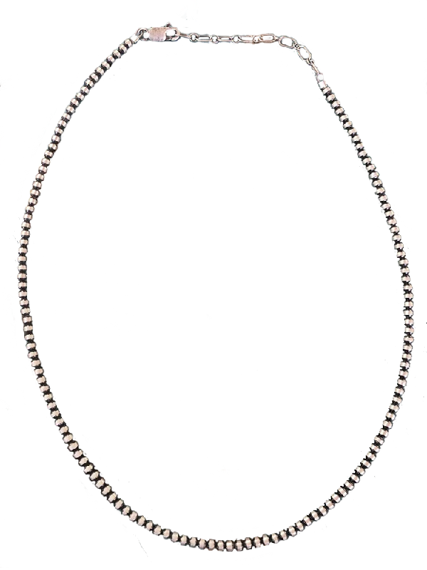 Silver Necklaces For Everyday Wear-16" + 18" 3mm Navajo Pearl Necklace