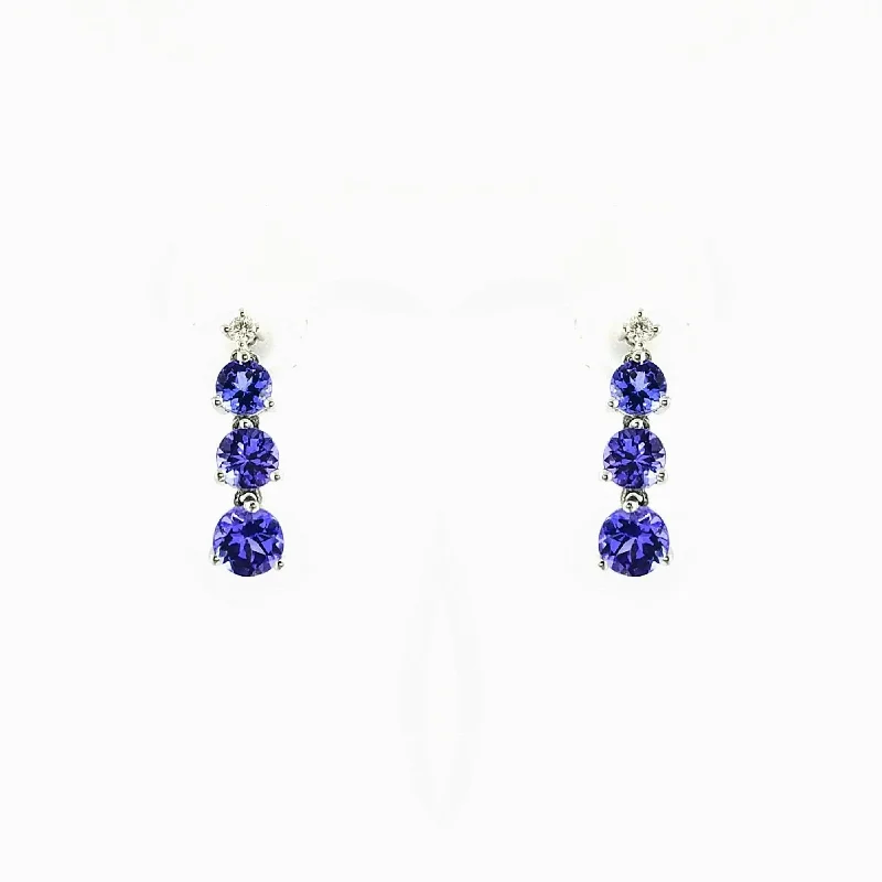 Unique Resin Drop Earrings For Bold Fashion-9 kt White Gold Tanzanite and Diamond Dangling Earrings