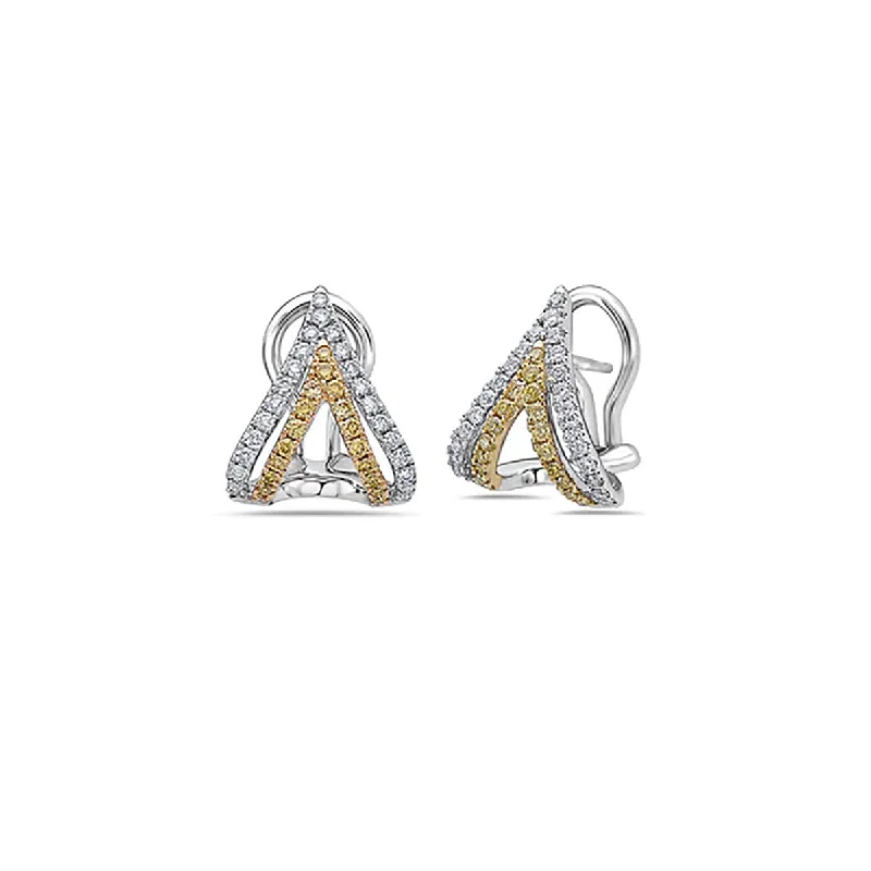 Large Statement Earrings For Fashionistas-Diamond Double V Pave Stud Earrings