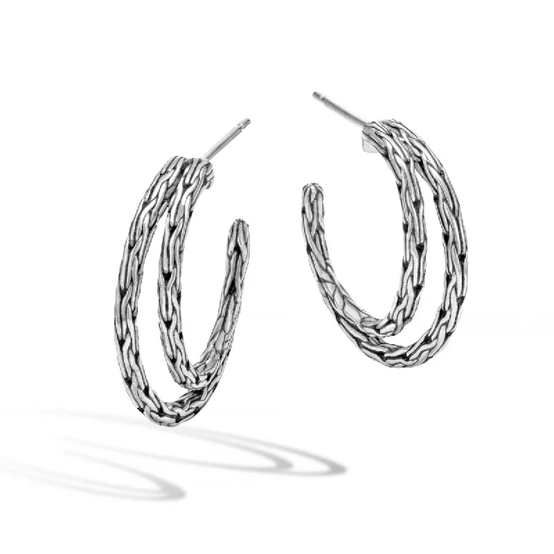 Artistic Handmade Earrings For Women-Classic Chain Silver Small Hoop Earrings