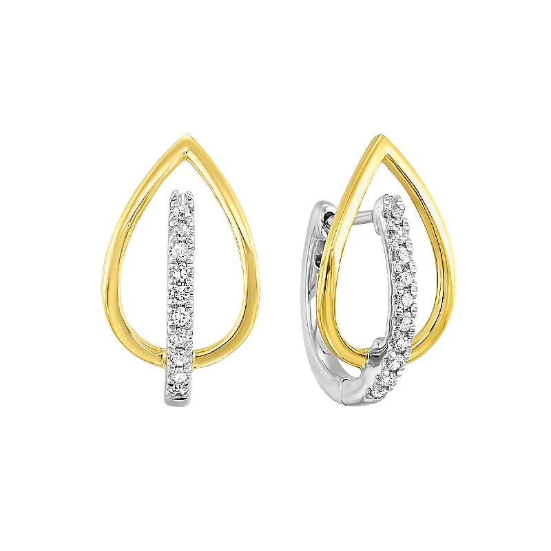 Unique Resin Earrings For Eco-Friendly Style-1/8 Ctw Diamond Earrings in 10 Karat Two Tone Gold