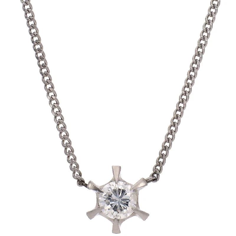 Bold Chain Necklaces For Special Events-Platinum Diamond Station Pendant Necklace