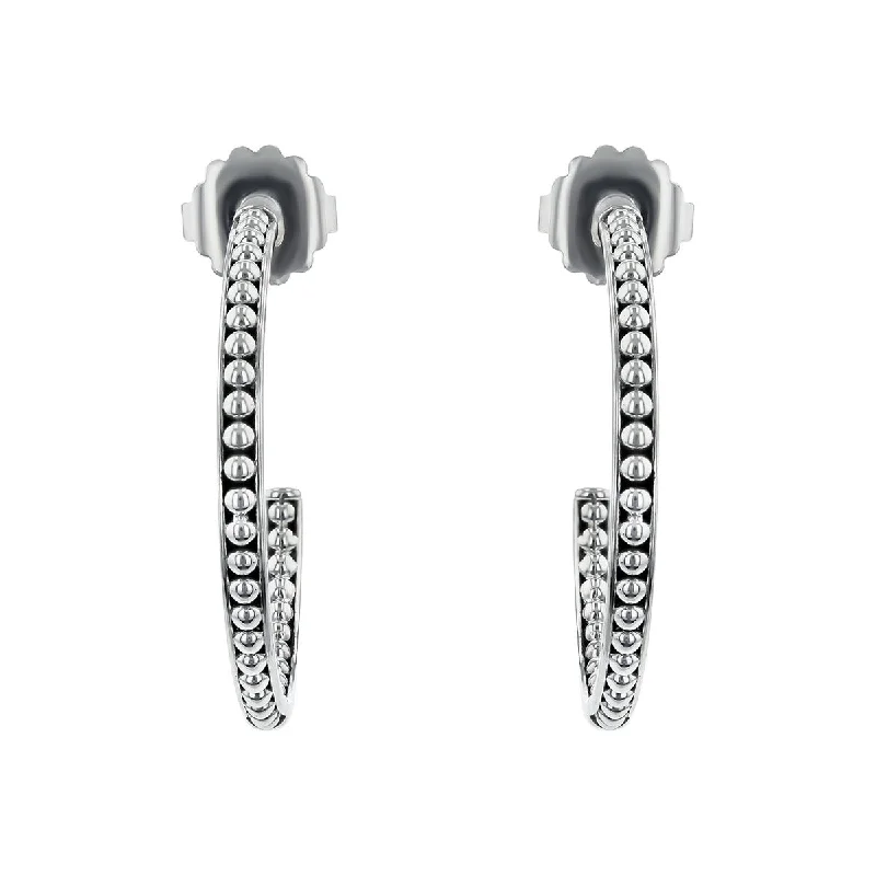 Unique Beaded Earrings For Playful Fashion-Lagos Caviar Hoop Earrings in Sterling Silver