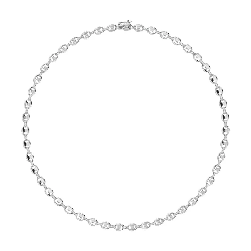 Long Gold Necklaces For Elegant Fashion-Diamond 1 1/3 Ct.Tw. Puffy Mariner Link Necklace in 14K White Gold