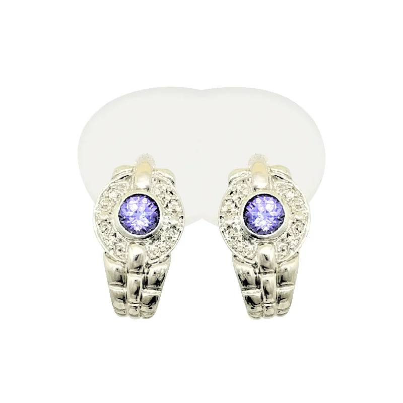 Custom Drop Earrings For Unique Designs-18 kt White Gold and Tanzanite, Diamond Earrings