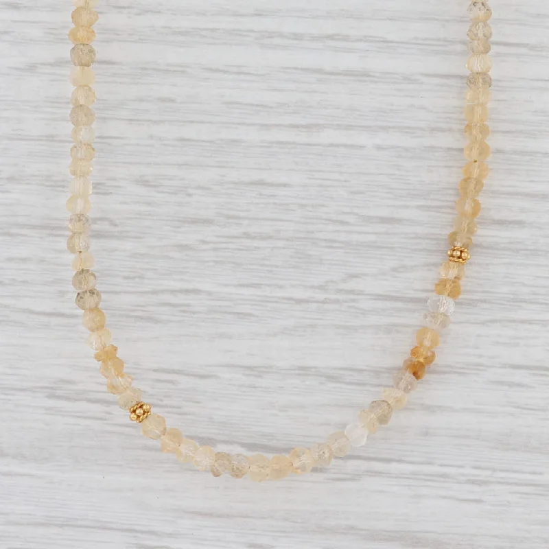 Gold Heart Necklaces For Romantic Occasions-New Nina Nguyen Harmony Long Necklace Citrine Bead Sterling Gold Vermeil Layer