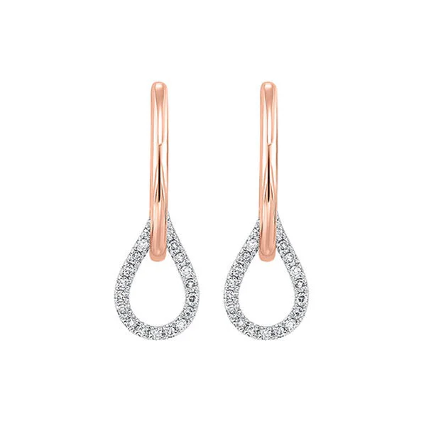 Luxury Gold Earrings For Weddings-14K Rose And White Gold Stud Drop Style Earrings