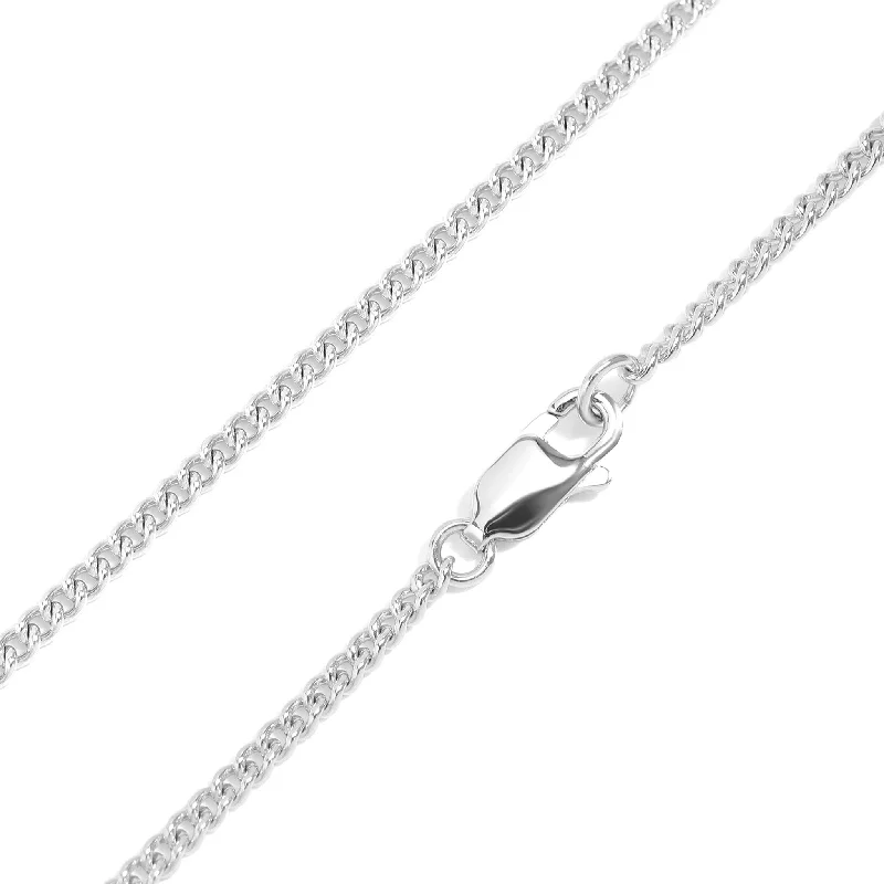 Classic Silver Bar Necklaces For Everyday Fashion-Sterling Silver Platinum Plated Diamond Cut Curb Chain / SSC0002