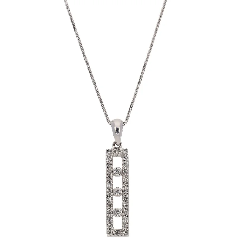 Fashionable Drop Necklaces For Trendy Style-14K White Gold Elongated Diamond Pendant Necklace