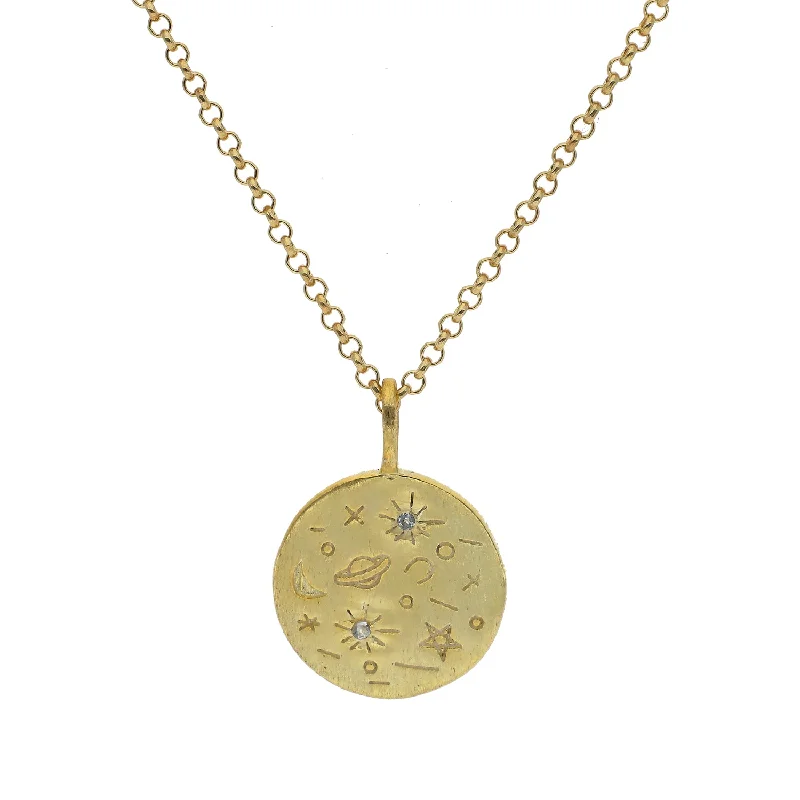 Custom Birthstone Necklaces For Thoughtful Gifts-Jorge Revilla Spain Planetarium Sterling 18K Gold Vermeil Pendant Necklace