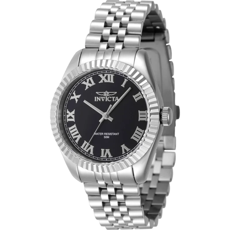 Watches With Bold Patterns-Invicta Women's Watch - Specialty Black Dial Silver Steel Bracelet Quartz | 47408