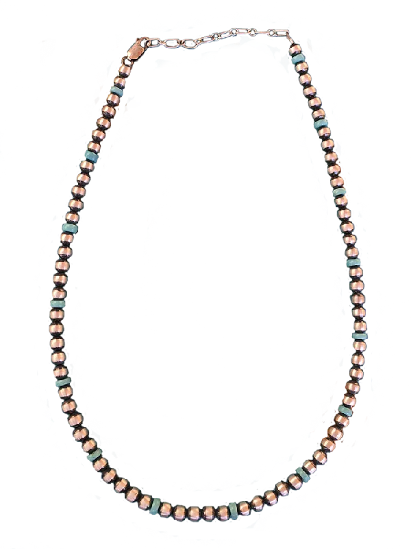 Fashionable Beaded Necklaces For Colorful Looks-5mm Turquoise Bead + Navajo Pearl Necklace, 16 and 18"