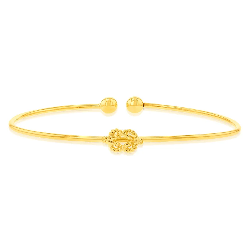 Bangles For Office Wear-9ct Yellow Gold Silverfilled Knot On Open Bangle