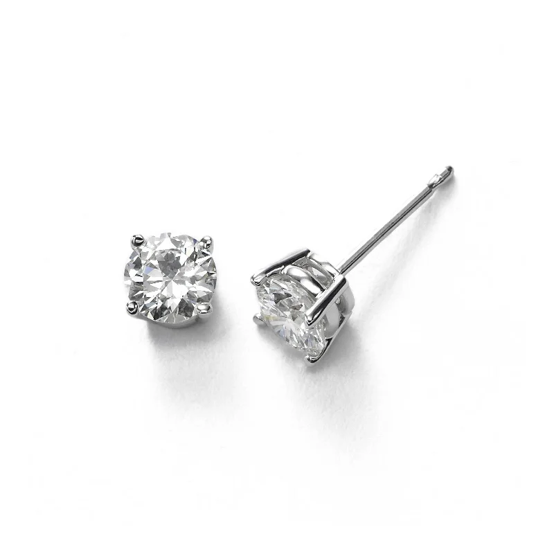 Custom Sterling Silver Earrings For Brides-Diamond Stud Earrings, .50 Carat total, I/J, SI2-I1, 14K White Gold