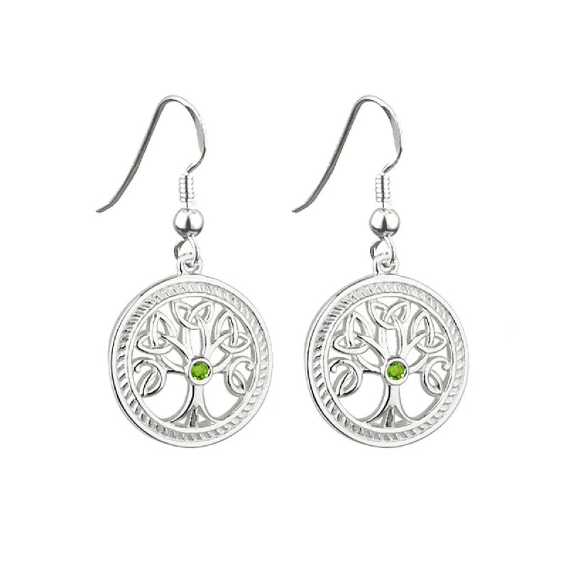 Custom Sterling Silver Earrings For Brides-Sterling Silver Tree of Life Earrings S33230