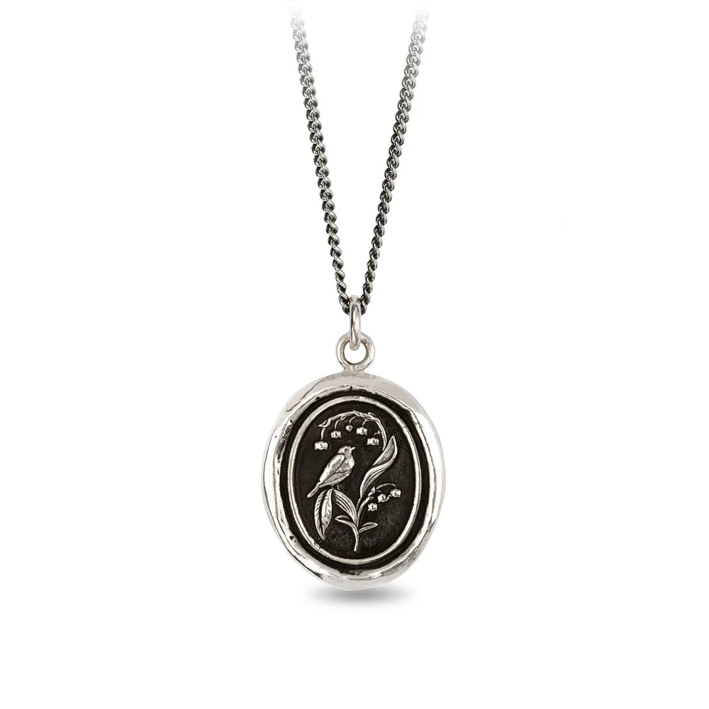 Sparkling Diamond Chain Necklaces For Elegant Look-Pyrrha Sterling Silver "Return to Happiness" Talisman Curb Chain Necklace