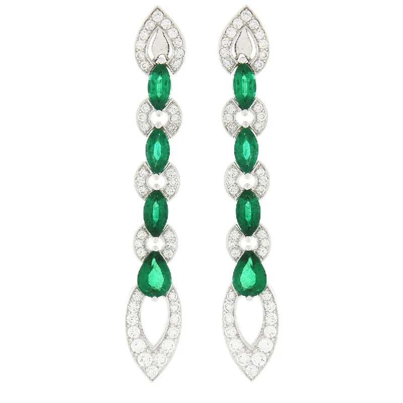 Statement Earrings For Bold Fashion-Emerald and Diamond Drop Earrings