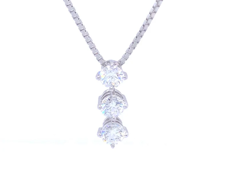 Bold Gemstone Necklaces For Special Occasions-Trilogy 3 Diamond Drop Necklace in Platinum