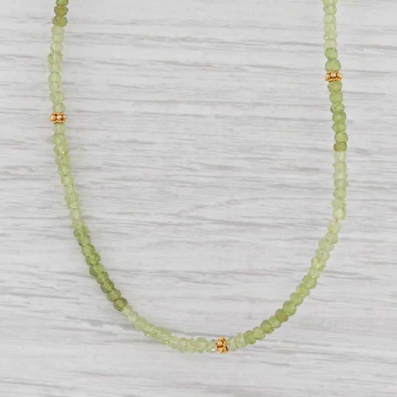 Classic Choker Necklaces For Fashion Statements-New Nina Nguyen Harmony Bead Necklace Gold Vermeil Sterling Green Peridot