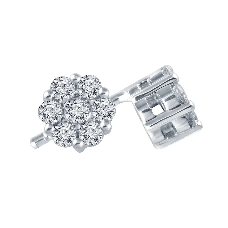 Luxury Gold Earrings For Weddings-1/10 Ctw Multi Stone Diamond Earrings in 10 Karat White Gold