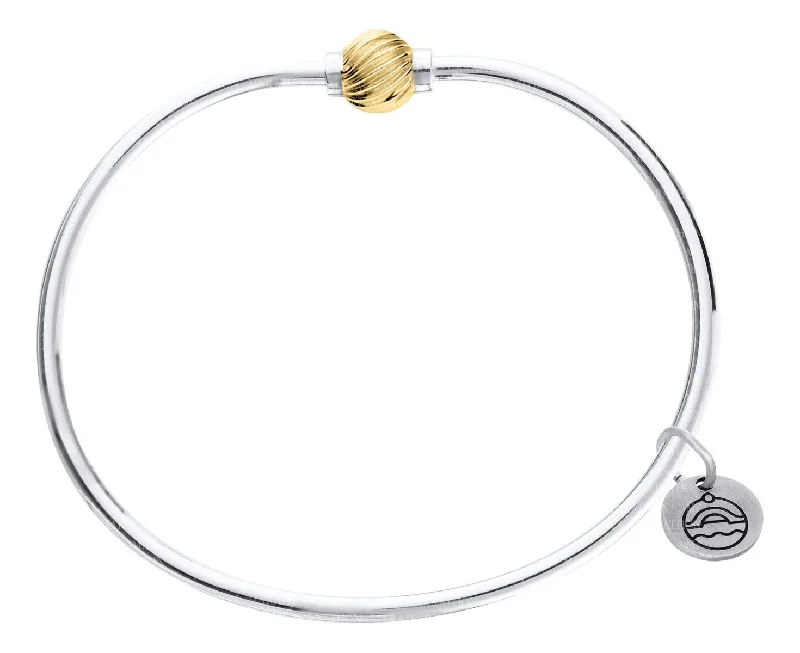 Bracelets With Trendy Shapes-Sterling Silver Cape Cod Bracelet with 14K Swirl Gold Bead