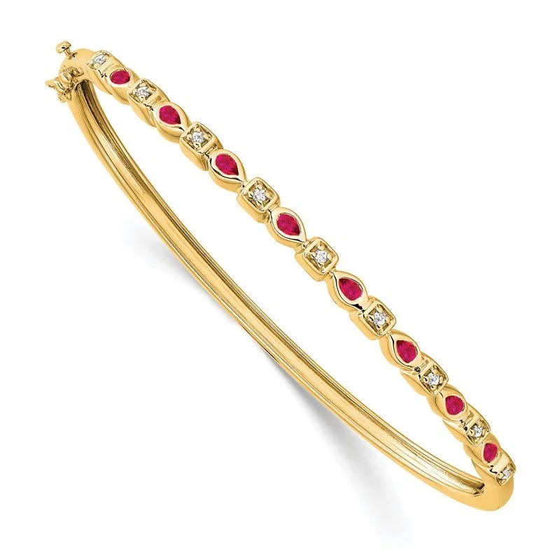 Bangles For Bridal Showers-14k Ruby and Diamond Bangle