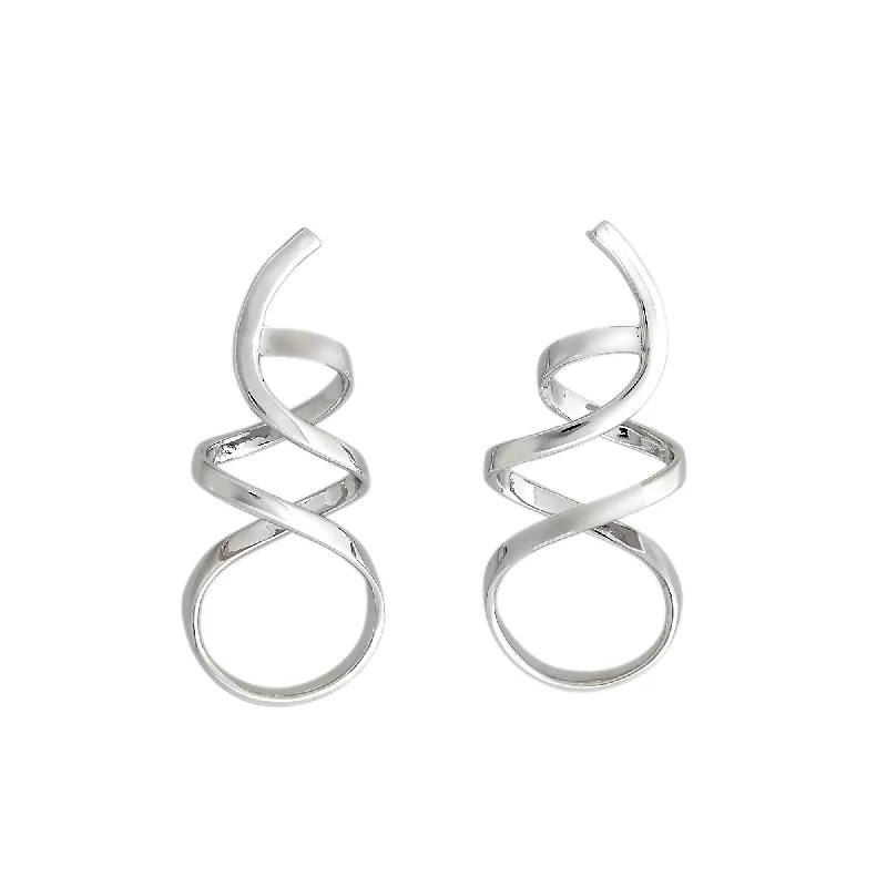 Vibrant Earrings For Festival Fashion-Open Wire Spiral Earrings, Sterling Silver