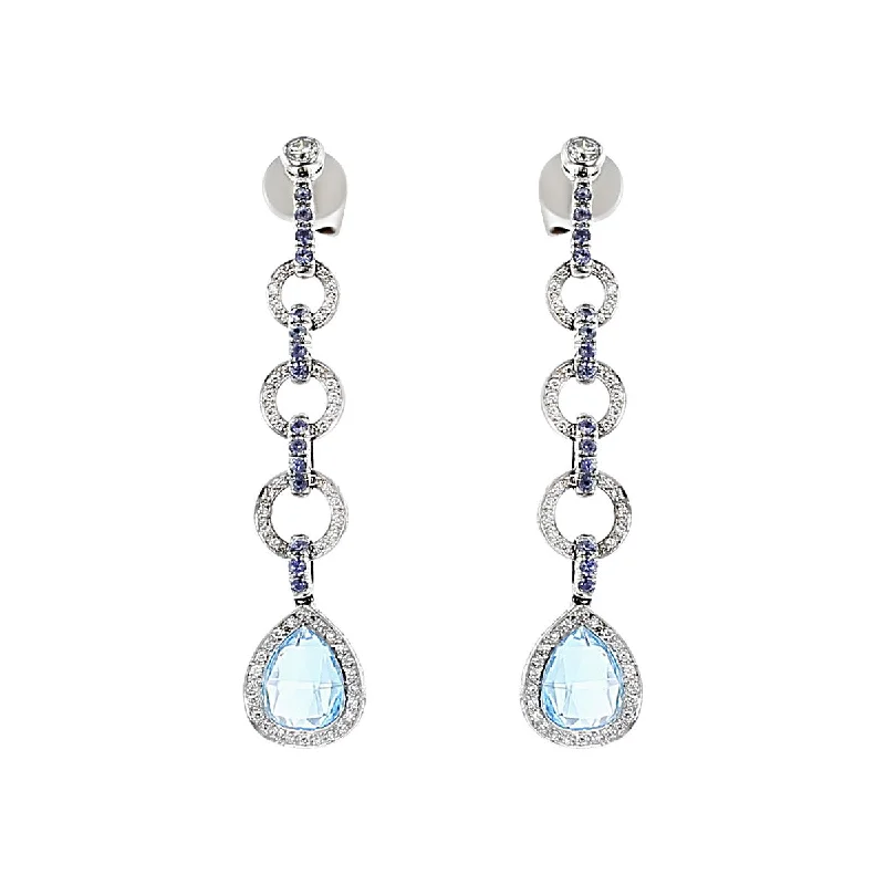 Bold Earrings For Fashionistas-Laura Munder Topaz, Iolite and Diamond Drop Earrings