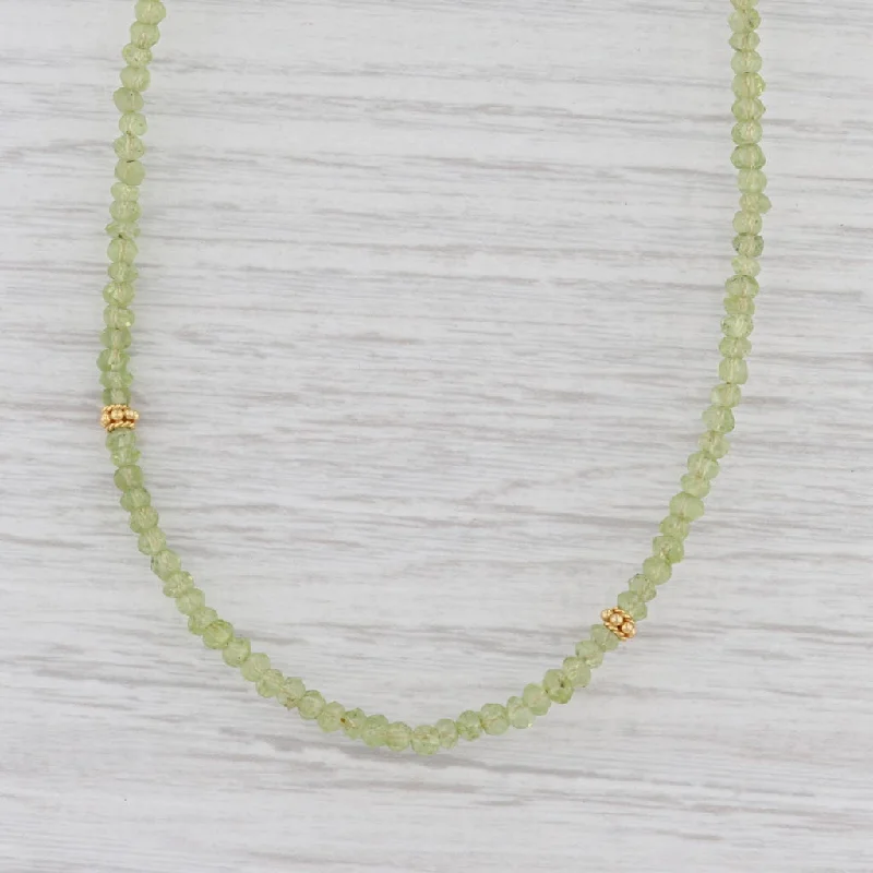 Personalized Silver Necklaces For Custom Gifts-New Nina Nguyen Harmony Green Peridot Bead Necklace Gold Vermeil Sterling Long