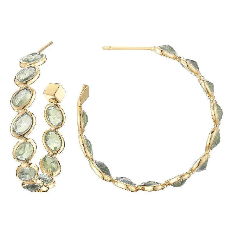 Affordable Earrings For Everyday Use-Green Sapphire Ombre Hoop Earrings