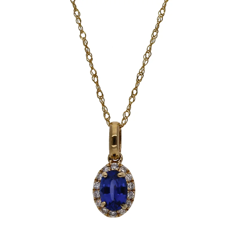 Statement Moon Necklaces For Bold Fashion-14K Yellow Gold Sapphire and Diamond 18" Necklace