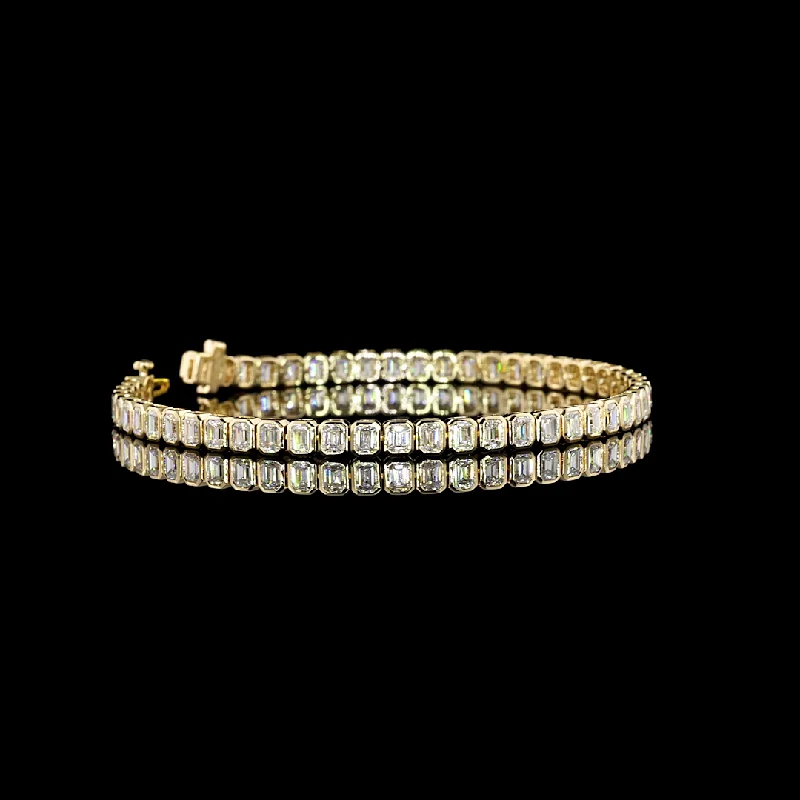 Bracelets For Valentine’s Day-14K Yellow Gold Lab Grown Diamond Emerald Tennis Bracelet BC1267