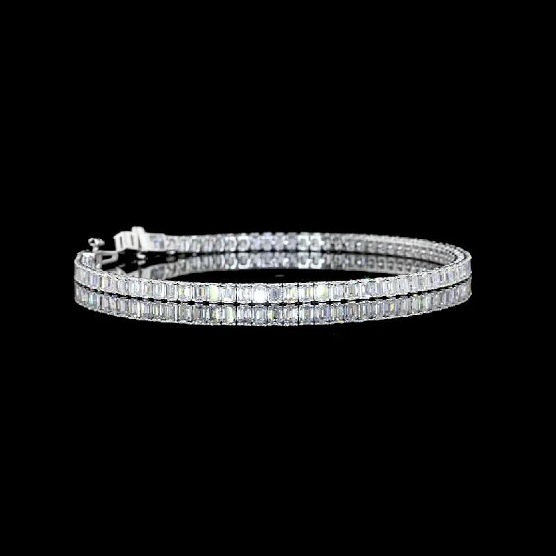 Bracelets With Flower Shapes-14K White Gold Lab Grown Diamond Tennis Bracelet BC1052