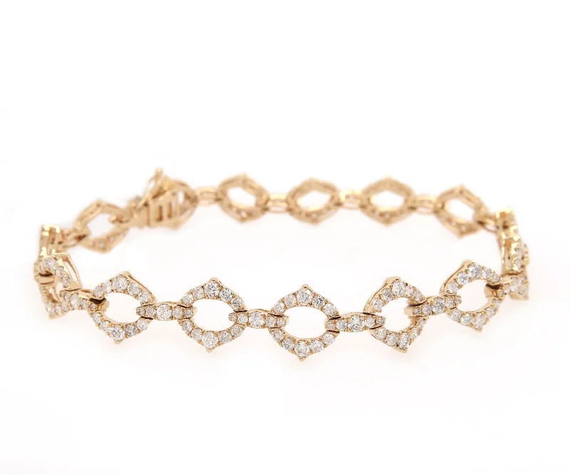 Bracelets For Bridal Showers-New 4.00ctw Diamond Open Link Bracelet in 14K