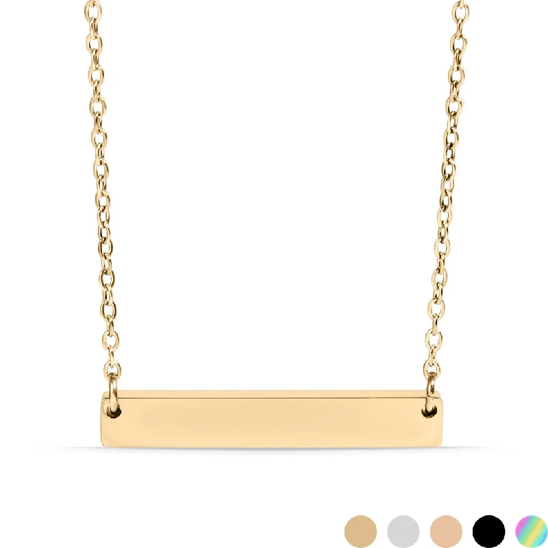 Statement Moon Necklaces For Bold Fashion-18K Gold PVD Stainless Steel Blank Bar Necklace / SBB0019