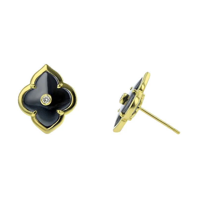 Trendy Silver Earrings For Young Women-Gold and Diamond Les Fleurs Stud Earrings