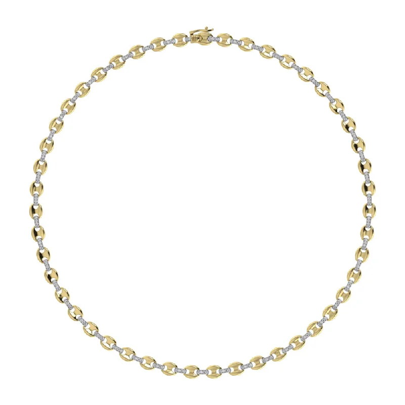 Elegant Moonstone Necklaces For Chic Style-Diamond 1 1/3 Ct.Tw. Puffy Mariner Link Necklace in 14K Yellow Gold