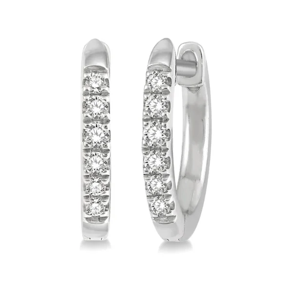 Statement Earrings For Bold Fashion Choices-1/8 ctw Round Cut Diamond Huggie Earrings in 10K White Gold