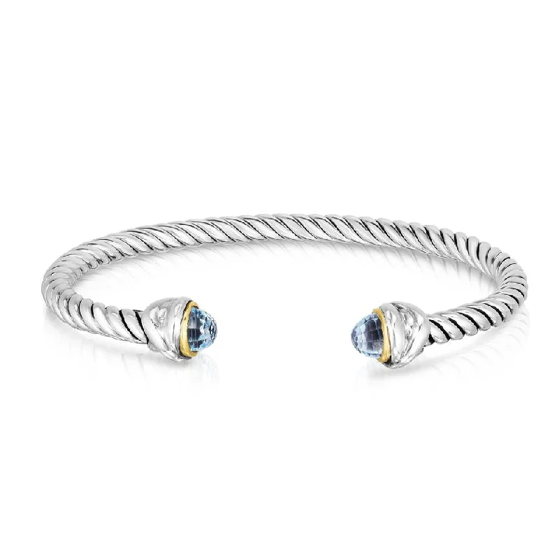 Bangles With Delicate Designs-Phillip Gavriel Sterling Silver Blue Topaz Bangle