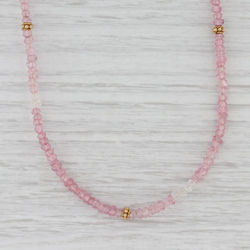 Minimalist Bar Chain Necklaces For Everyday Wear-New Nina Nguyen Pink Topaz Bead Necklace Sterling Gold Vermeil Adjustable 36"