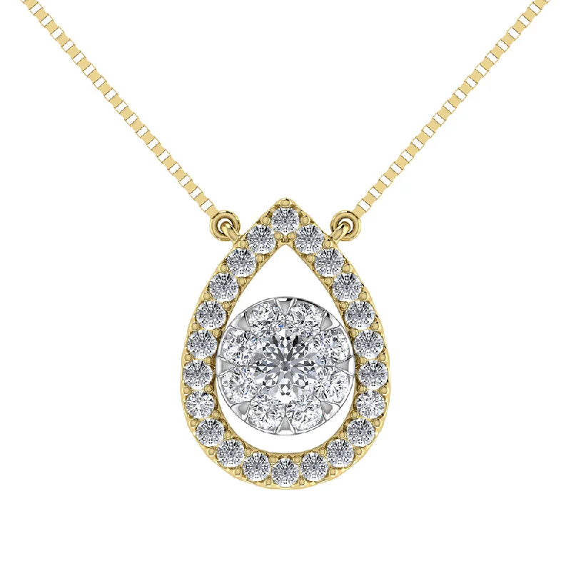 Elegant Chain Pendant Necklaces For Weddings-14K Yellow Gold 1/3 Ct.Tw. Diamond Pear Shape Necklace