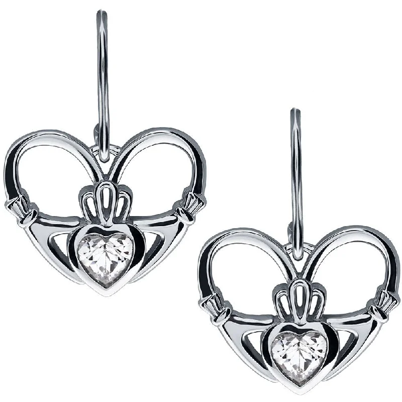 Rose Gold Stud Earrings For Delicate Looks-Sterling Silver Claddagh Earrings UES-6162